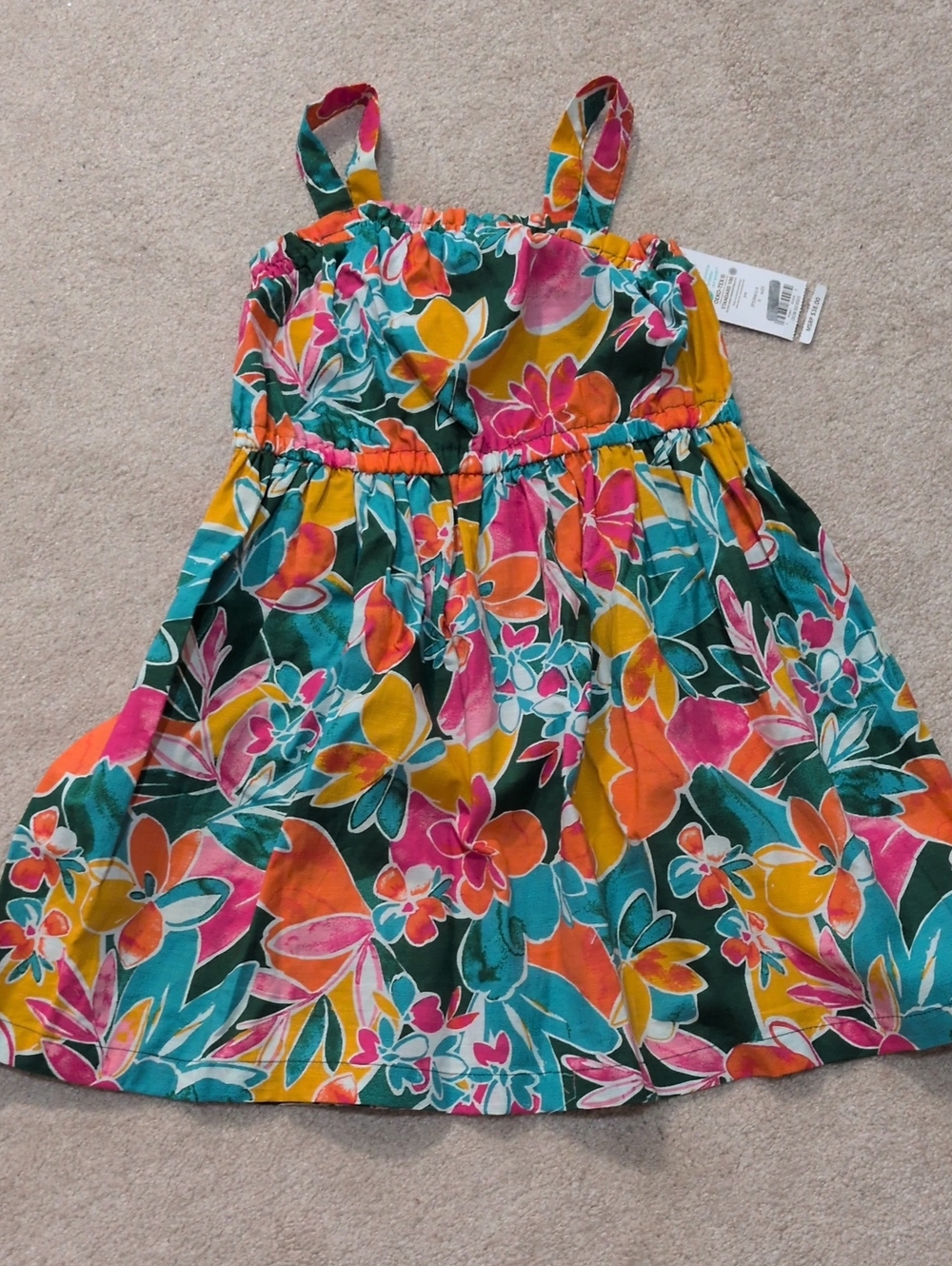 Carter's Bright Tropical Floral Sundress - Pink, Teal, Yellow, Orange, Green